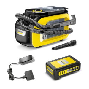 Kärcher SE 3-18 Compact Cordless Vacuum Cleaner (Integrated Spray Hose, Extra Wash and Crevice Nozzle for Upholstery Cleaning, 75 mm Width, Flush Function, Car Cleaning, with...