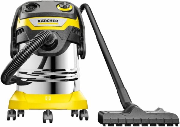 Kärcher WD 5 S V-25/5/22 wet dry vacuum cleaner, flat filter, removable filter cassette, automatic filter cleaning, filter bags, 1100W, 25l stainless steel container, Black /...