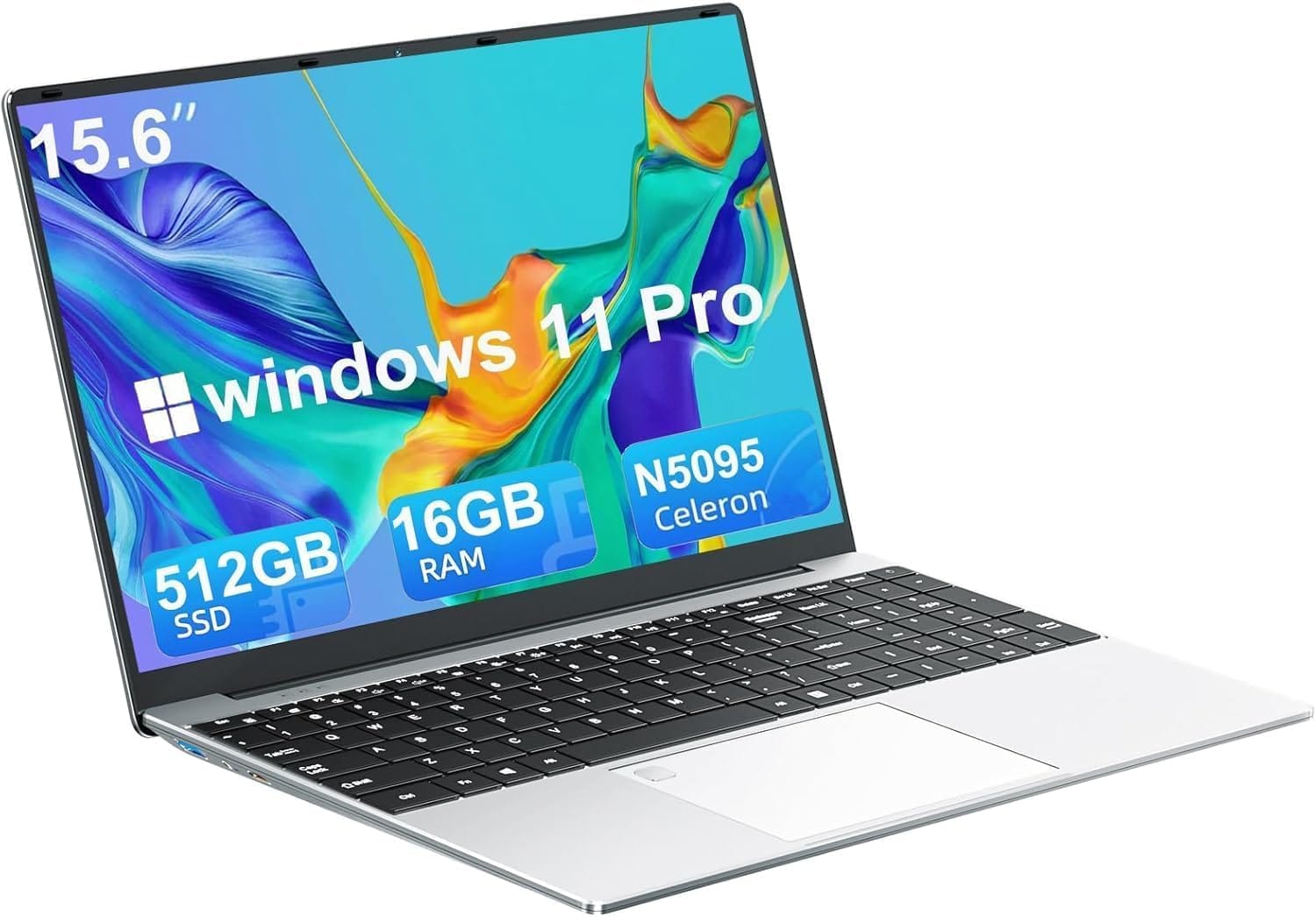 KUMNOSAL Laptop Computer,16GB DDR4 RAM and 512GB SSD,Laptops 15.6 Inch with Quad-Core Celeron N5095, Windows 11 Pro PC Notebook,180° Open Angle, 5G WiFi,BT, USB3.0