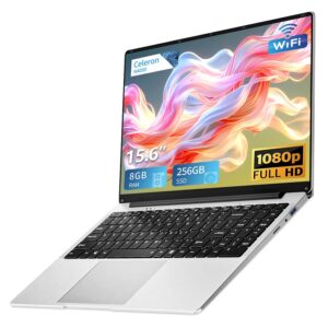 Laptop 15.6 inch, Windows 11 Laptop 8GB LPDDR4 RAM 256GB SSD, Celeron N4000 Processor, 1920*1080 FHD Screen, UlrtaSlim Lapto p with Mini HDMI+BT4.2+USB3.0+WiFi5, TF Card Slot...