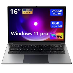 Laptop 16-inch 8GB DDR 256GB SSD Portable Laptop,Expandable to 1TB Pentium Quad-core CPU up to2.64 GHz 9000mAh Battery Mini HDMI Interface USB3.0 Interface Dual-Band WiFi Webcam...