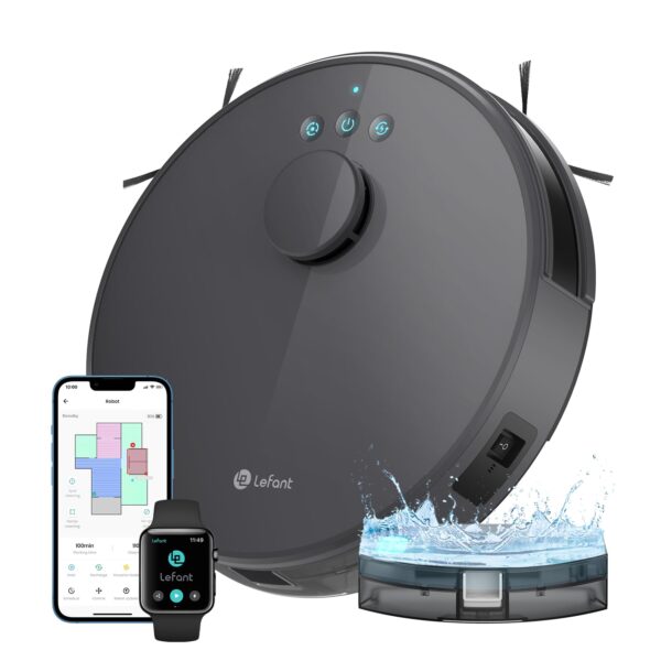 Lefant M1 Robot Vacuum Cleaner and Mop, 5500Pa with Deep Clean, 150 Min, 3-level electric water tank, dToF Laser Navigation, Custom Cleaning, No-Go Zones, Ideal for Pet Hair,...