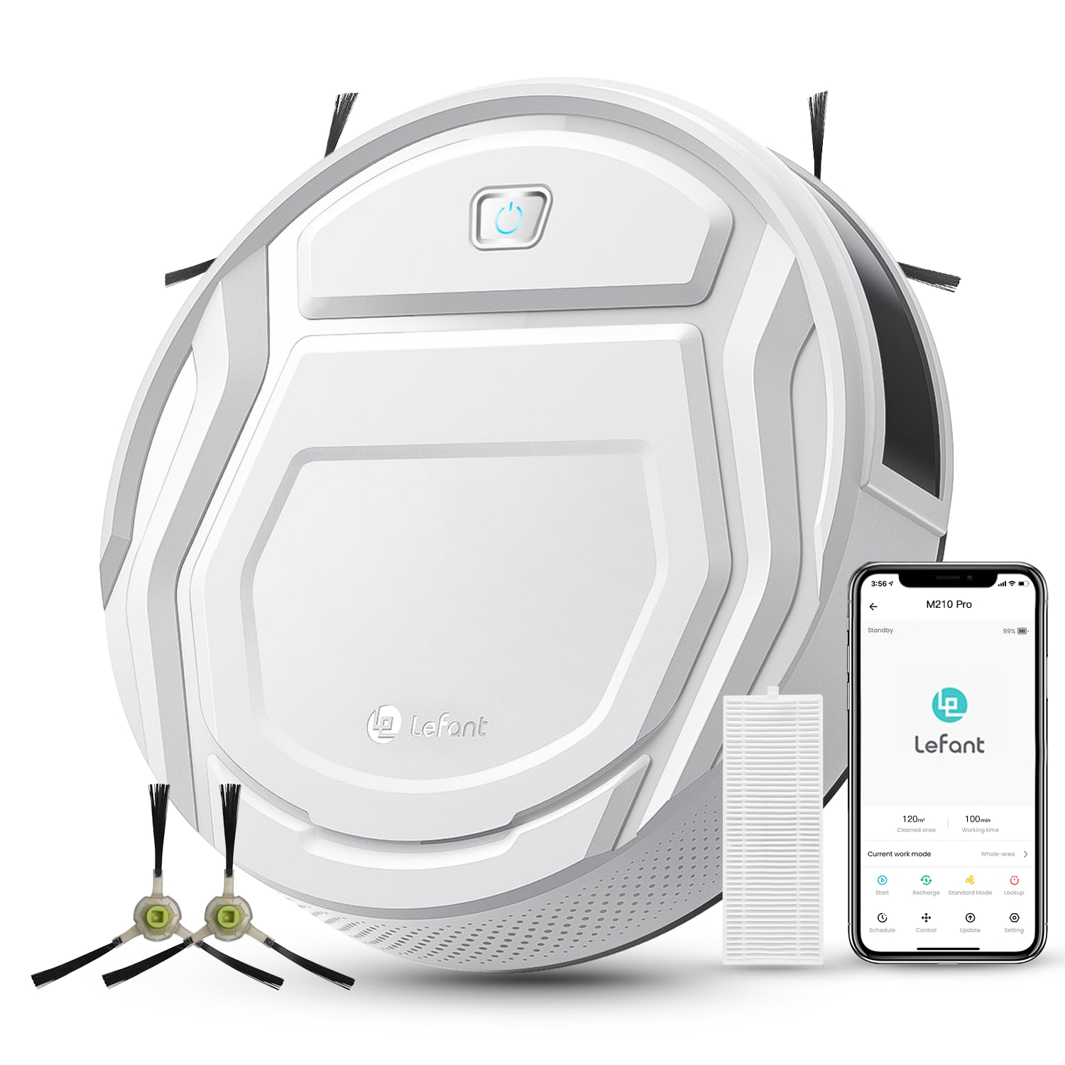 Lefant M210 Robot Vacuum Cleaner, 2200Pa Strong Suction, 7.8cm Thin 28cm DIA, Automatic Self-Charging Small Robotic Vacuums, Wi-Fi/App/Alexa Control, Ideal for Pet Hair Hard...