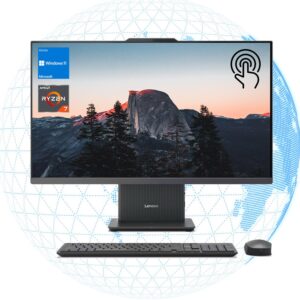 Lenovo 2025 IdeaCentre I 27" FHD Touchscreen All-in-One, 100Hz, AMD Ryzen 7 7735HS, 64GB DDR5 RAM, 4TB SSD, Wireless Keyboard & Mouse, Webcam, Wi-Fi 6, Windows 11 Home, Grey