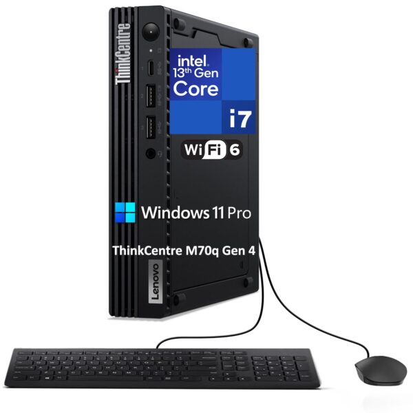 Lenovo ThinkCentre M70q Gen 4 MFF Tiny 1L Mini PC Business Desktop Computer, 13th Gen Intel 16-Core i7-13700T up to 4.9GHz, 64GB DDR4 RAM, 2TB PCIe SSD, WiFi 6, RJ45, HDMI,...
