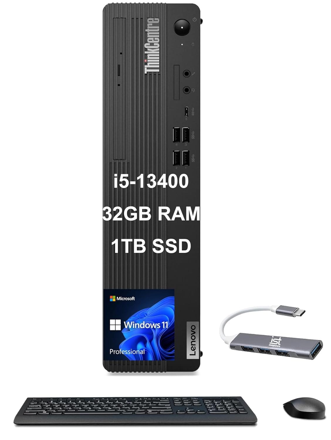 Lenovo ThinkCentre M70s SFF Small Form Factor Business Desktop Computer (Intel 10-Core i5-13400, 32GB RAM, 1TB SSD, UHD Graphics 730), IST HUB, w/Keyboard, Mouse, 3-Year...