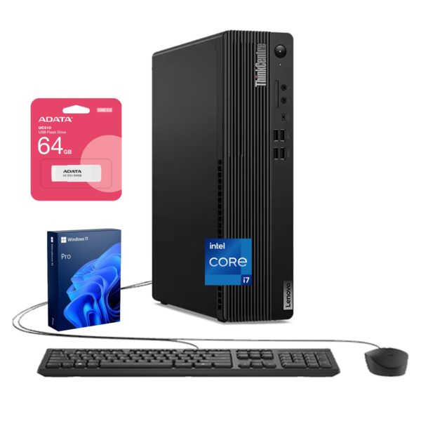 Lenovo ThinkCentre M70s Small Form Factor Business Desktop, Intel 20-Core i7-14700, 64GB DDR5, 2TB SSD, HDMI, DP, Wi-Fi 6, Wired KB & Mouse, Win 11 Pro, Bundle with ADATA UC310...