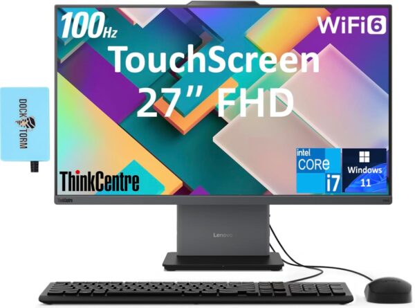 Lenovo ThinkCentre Neo 50a Gen 5 Business All-in-One 27" 100Hz Touchscreen FHD Display (Intel i7-13620H, 64GB DDR5, 8TB SSD, WiFi 6, Webcam, Win11P) w/DKZ USB Port Expander,...