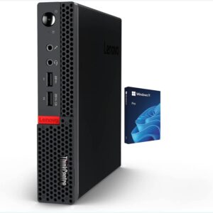 Lenovo ThinkCentre Tiny Business Desktop Mini PC, AMD Processor, 16GB RAM, 512GB PCIe SSD, 2X Display Port, USB 3.1 Gen 1, RJ-45, Wi-Fi, Windows 11 Pro, Black