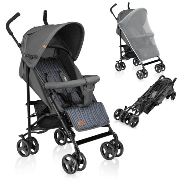 Lionelo ELIA Lightweight Stroller from 6 Months to 3 Years, Compact & Foldable Travel Pushchair with XXL Sunshade, 5-Point Safety Harness, Shock-Absorbent Wheels & Large...