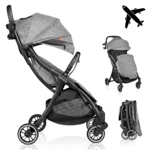 LIONELO Lightweight Baby Stroller Julie ONE for Newborns to 22kg Compact Foldable Pushchair Adjustable & Recline Ventilated backrest Extended Canopy Footmuff Mosquito Net