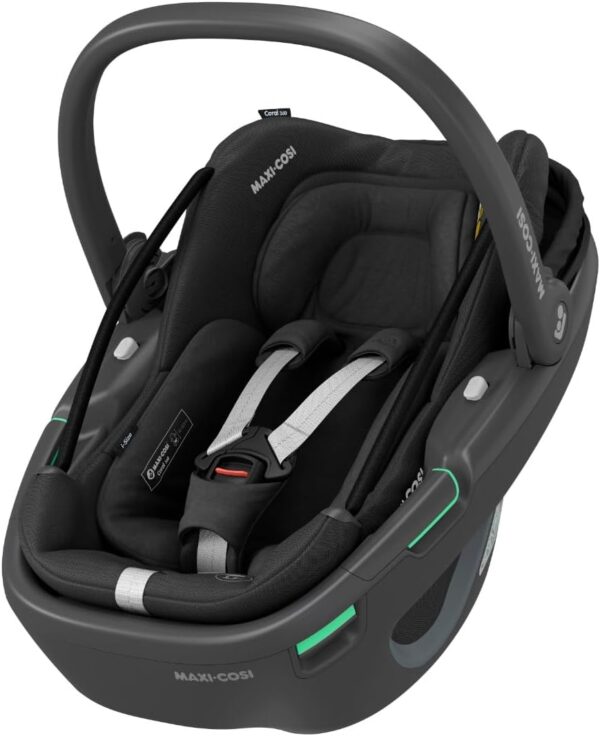 Maxi-Cosi Coral 360 i-Size Baby Car Seat, 0-12 Months, 40-75 cm, 360 One-Hand Rotation, Ultra-Lightweight Carrying, Easy-in Harness, Essential Black