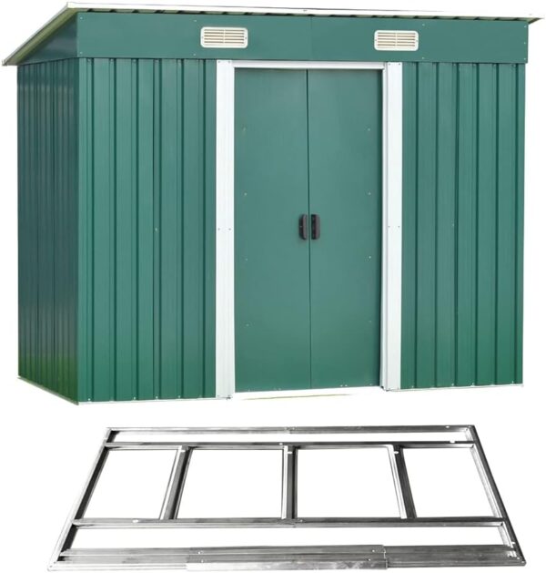 Outdoor Storage Metal Garden Apex Roof Storage Shed 6ft x 4ft/8ft x 4ft/ 8ft x 6ft/10ft x 8ft Green Or Grey Color