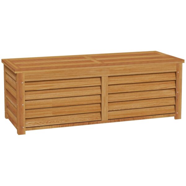 Outsunny 292L Outdoor Storage Box, Wooden Garden Storage Container for Balcony, Porch, Light Brown