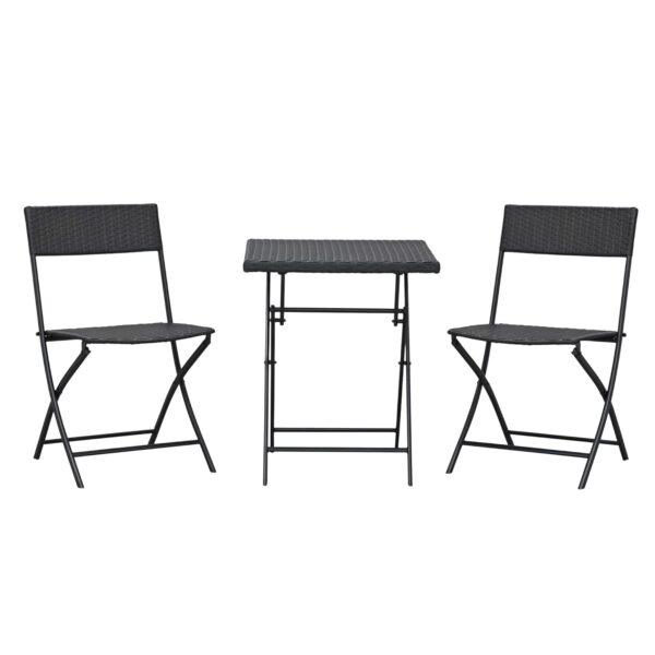 Outsunny 3 Pieces Outdoor PE Rattan Bistro Set, Patio Wicker Balcony Furniture w/Coffee Table and Chair Sets for Backyard, Garden, Porch, Brown