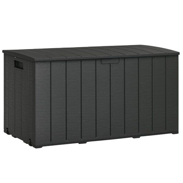 Outsunny 336 Litre Garden Storage Box, Water-resistant Heavy Duty Double Wall Plastic Container, Extra Large Outdoor Garden Furniture Organizer, Deck Cushion Chest with Wheels...