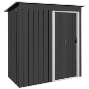Outsunny 5 x 3ft Garden Storage Shed with Sliding Door and Sloped Roof, Lean to Outdoor Equipment Tool Shed for Garden, Black