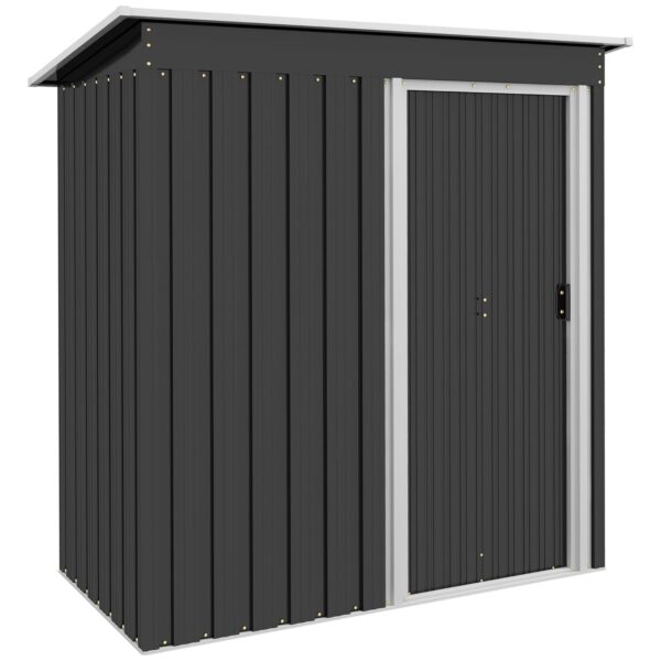 Outsunny 5 x 3ft Garden Storage Shed with Sliding Door and Sloped Roof, Lean to Outdoor Equipment Tool Shed for Garden, Black