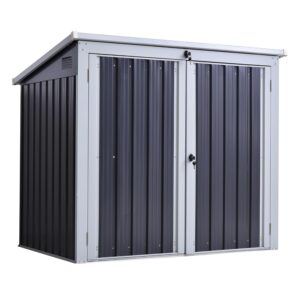 Outsunny 5ft x 3ft Garden 2-Bin Corrugated Steel Rubbish Storage Shed w/Locking Doors Lid Outdoor Hygienic Dustbin Unit Garbage Trash Cover