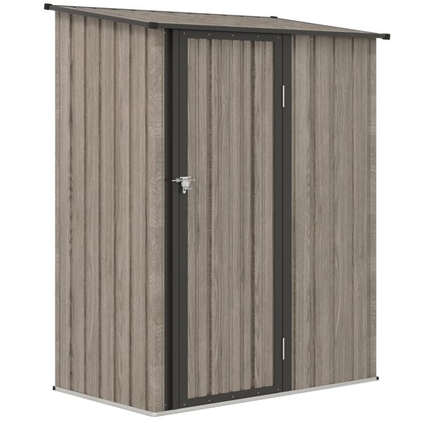 Outsunny 5ft x 3ft Metal Garden Storage Shed, Outdoor Tool Shed with Sloped Roof, Lockable Door for Tools, Equipment, Light Grey