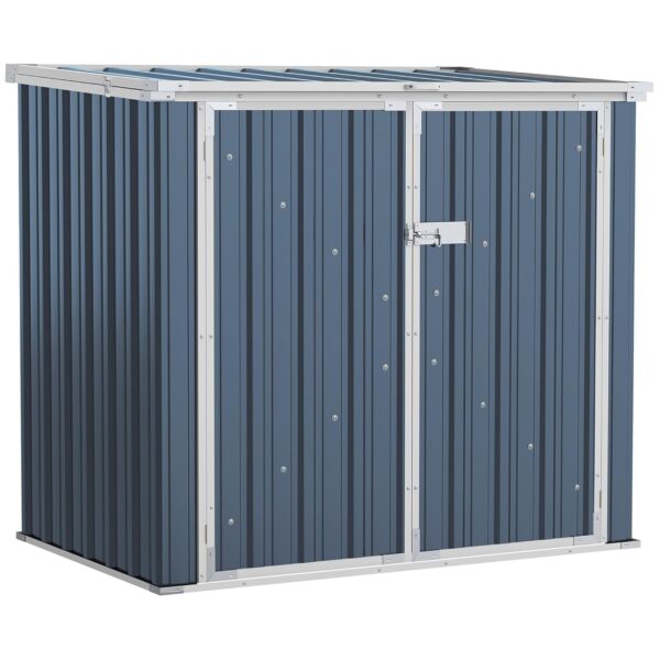 Outsunny 5ft x 3ft Steel 2-Bin Garden Storage Shed, Double Rubbish Storage Shed with Locking Doors and Openable Lid, Hideaway Dustbin, Grey