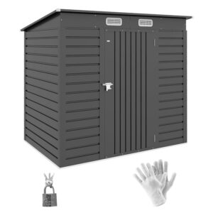 Outsunny 6.3 x 4.3FT Garden Shed. Galvanised Metal Shed, Outdoor Tool Storage Shed with Pent Roof, Lockable Door and 2 Vents, Grey