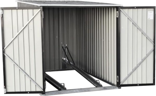 Panana Garden Storage Shed Bike Metal Pent Tool Shed House Galvanized Steel 2 Removable Gravity Locking Racks Can Put 2 Bicycles