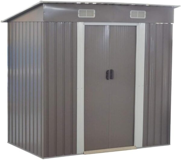 Panana Metal Garden Shed Storage Sheds Heavy Duty Outdoor FREE Base Foundation Green/Grey Color (6X4 Grey)
