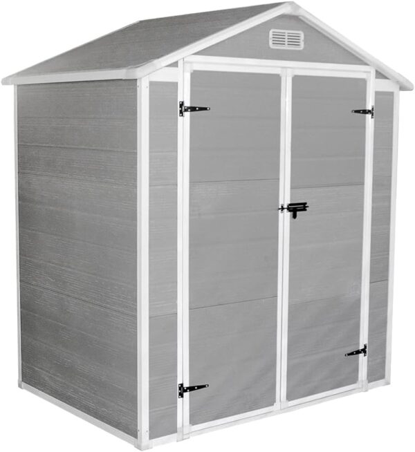 Panana Outdoor Garden Storage Shed, Grey, 6 x 4 ft (6 x 4 ft)