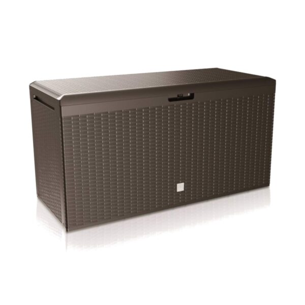 Prosperplast Rato Plus Garden Storage Box, Rattan, 290 Litres, Colour: Umbra