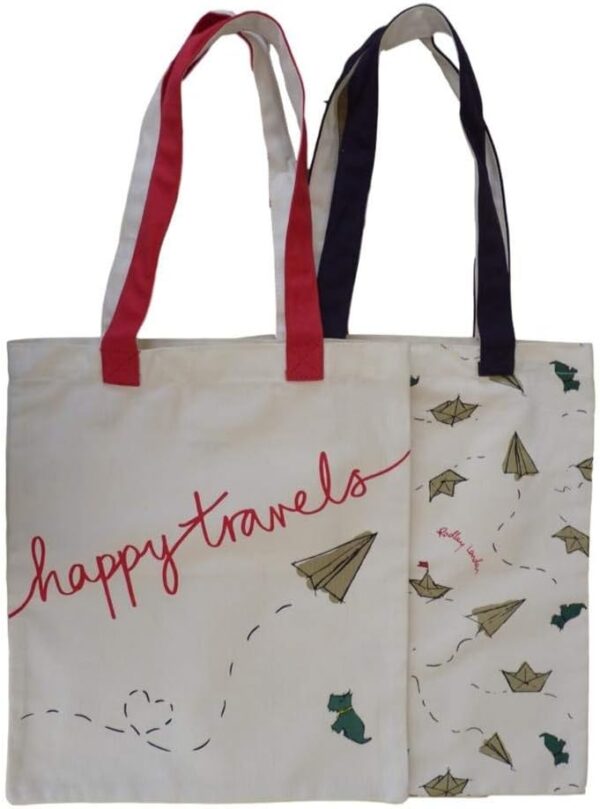 RADLEY 'Happy Travels' Pack of 2 Large Canvas Shopper/Shoulder Bags - NEW