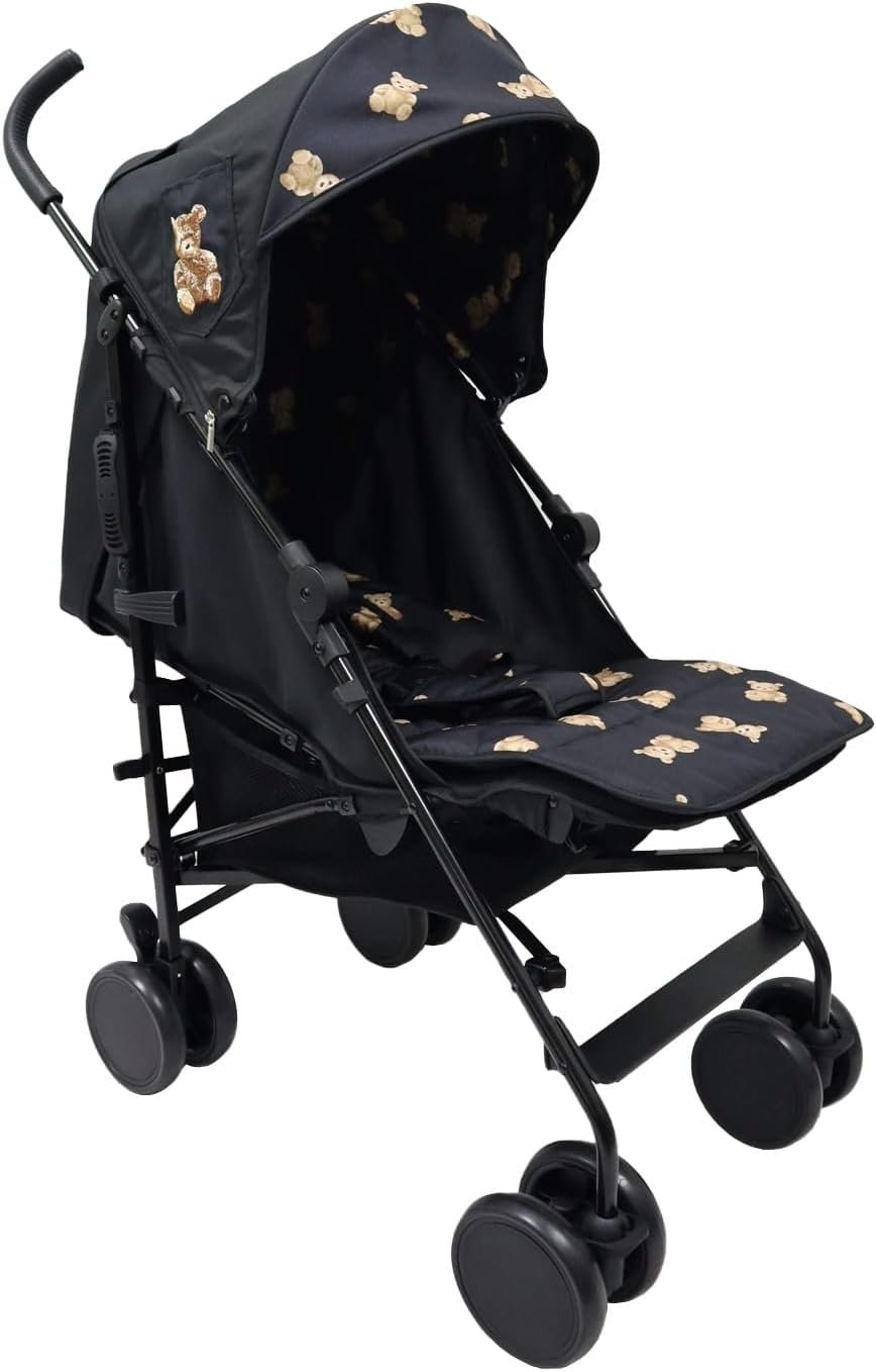 Roma Star - Teddy Black Baby Stroller - Everyday Stroller & Baby Pram with 22kg Weight Limit, Umbrella Fold Design, from Newborn, Padded Liner, 5 Lie Back Positions, Rain Cover,...