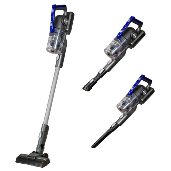 Russell Hobbs Cordless Stick Vacuum 350W, 25.2V 3 Hour Quick Charge 50 Min Run Time, 22KPA Brushless Motor, 2 in 1 Multi Tool Glide Pro Plus Grey & Blue, For Carpet, Pet Hair...