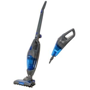 Russell Hobbs Cordless Upright Stick Vacuum Cleaner Bagless 2 in 1 Grey and Blue 600W 2 Speed Settings 60 min Run Time, for Carpets & Hard Floors with Crevice & Brush Tool, 2...