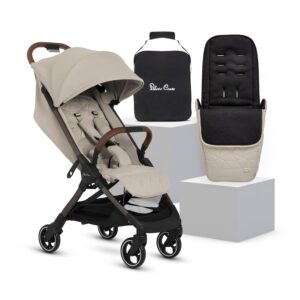 Silver Cross - Clic 2 Compact Stroller, Travel Bag & Footmuff - Travel Stroller for Life On The Go - Foldable & Lightweight - Suitable from Birth to 4 Years - Latte