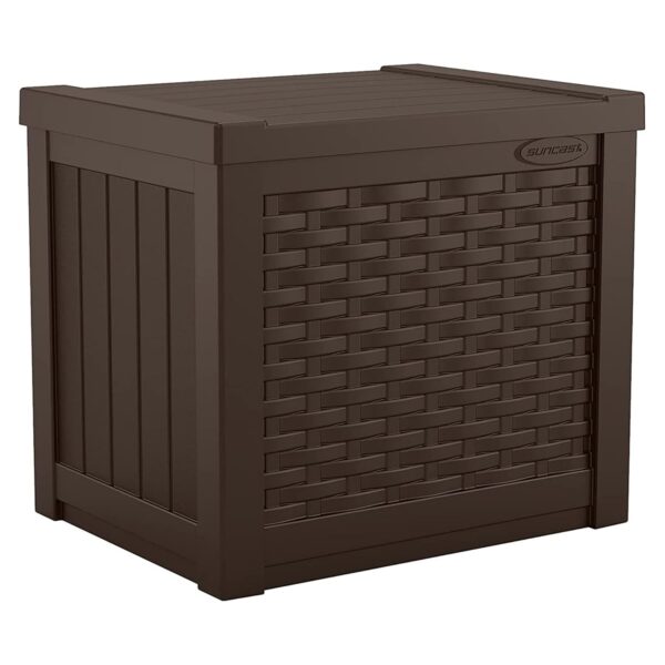 Suncast 22-Gallon Small Deck Box - Lightweight Resin Storage Container and Seat for Patio Cushions and Gardening Tools - Store Items on Patio, Garage, 22.5"L x 17"W x 22.5"H,...