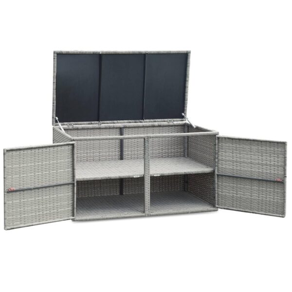 TANGZON 2-Tier Garden Storage Box, 2-Way Opening Rattan Deck Box Chest with Flip-Top Lid, Outdoor Weatherproof Storage Organiser with Metal Frame for Toy Cushion Poolside Patio...