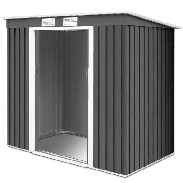 TANGZON 7x3.6FT/7x4FT/8x4FT Metal Garden Shed, Galvanized Roof Tool Storage House with Lockable Doors & 2/4 Vents, Outdoor All-Weather Bike Shed (7x4FT, 2 Vents)