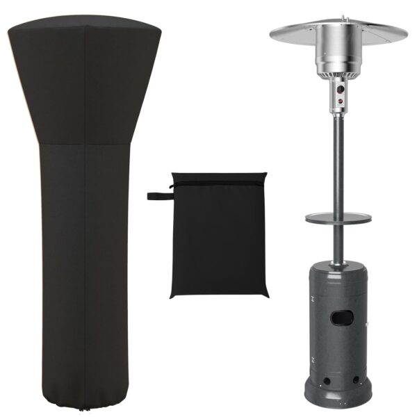 TANGZON Patio Heater Cover, 220 x 86 x 48CM Heavy Duty Outdoor Heater Protector with Zipper & Drawstrings, Garden Heater Covers for Balcony Backyard Deck (Black)