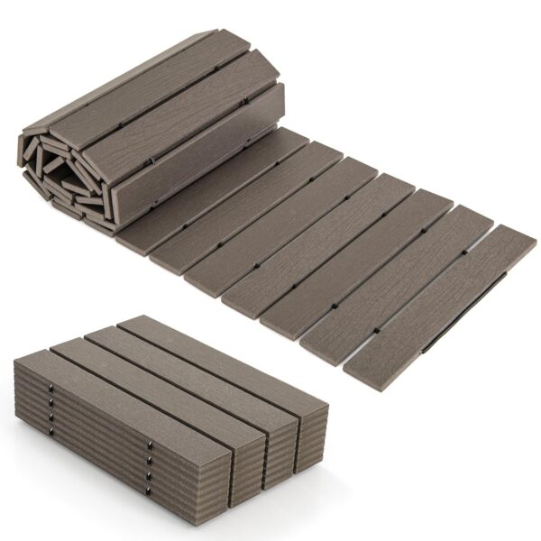 TANGZON Roll Out Garden Pathway, 242cm Outdoor Patio Straight Walkways with Non-slip Surface, Metal Wire Connection, Carrying Handle, All-Weather Decorative Boardwalk for...