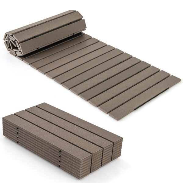 TANGZON Roll Out Garden Pathway, 242cm Outdoor Patio Straight Walkways with Non-slip Surface, Metal Wire Connection, Carrying Handle, All-Weather Decorative Boardwalk for...