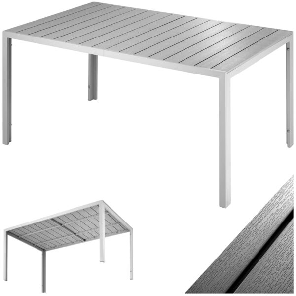 TecTake® Garden Table - Wood-Look Top, Weatherproof Aluminium Frame, Adjustable Plastic Feet - Easy Assembly - Versatile Outdoor and Indoor Use - Ideal for Patio, Home, Dining &...