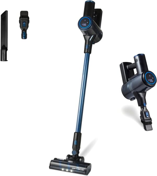 Tower T513012AT VL100 Optimum Cordless 3-in-1 Pole Vacuum Cleaner with HEPA 12 Filter, 1L Dust Tank, 11Kpa, 29.6V, Dark Blue & Black