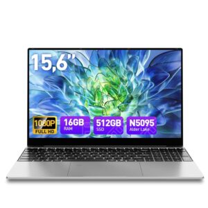 Tuonoyee Laptop 15.6 inch Win 11 Laptop Computer,16GB RAM 512GB SSD,In-tel Celeron N5095 Quad-Core Processor, FHD 1080P Display, Backlit Keyboard, Fingerprint,USB3.0,Mini HDMI