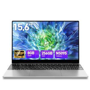 Tuonoyee Laptop 15.6 inch Win 11 Laptop Computer, 8GB RAM 256GB SSD, In-tel Celeron N5095 Quad-Core Processor, FHD 1080P Display, Backlit Keyboard, Fingerprint,USB3.0,Mini HDMI