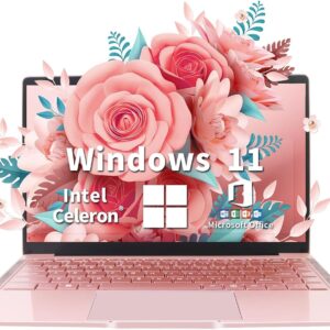 UDKED 14 inch N4120 laptop,8GB DDR4 Ultrabook Laptop, 1920 x 1080 FHD Display with Camera, Large Screen Laptop, Ultra-Thin Notebook (Rose Gold, 8+128G)