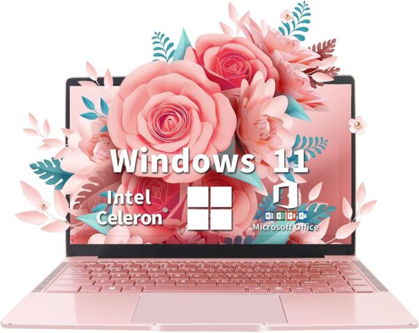 UDKED 14 inch N4120 laptop,8GB DDR4 Ultrabook Laptop, 1920 x 1080 FHD Display with Camera, Large Screen Laptop, Ultra-Thin Notebook (Rose Gold, 8+128G)