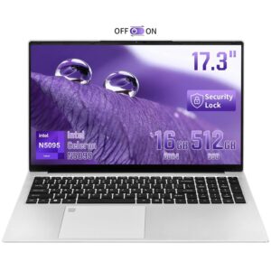 UDKED 17.3" Laptop, Celeron N5095 (Up to 2.9 GHz) 180° opening and closing Notebook PC,Large FHD IPS display, 16G RAM DDR4, HDMI, Fingerprint recognition,Backlit Keyboard...