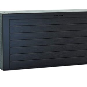 URBNLIVING 280L Horizontal Line Wood Design Weatherproof Outdoor Patio Balcony Garden Storage Box Chest Crate (Brown)