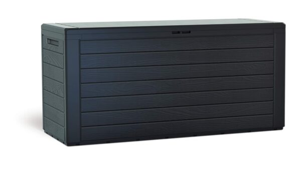 URBNLIVING 280L Horizontal Line Wood Design Weatherproof Outdoor Patio Balcony Garden Storage Box Chest Crate (Brown)